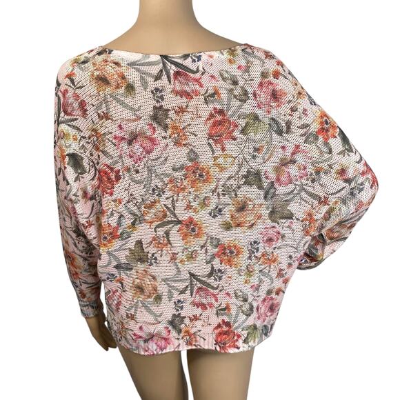 Luisa Ricci Italy Pink Colorful Floral Dolman Bateau Neck Pullover Sweater SZ S - Picture 6 of 9